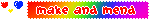 a flashing rainbow rectangle with a set of balloons and the text make and mend